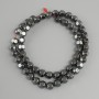 Hematite faceted round beads, diameter 10 mm, length 40 cm, on beading thread