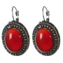 Discounted earrings bezel setting 'Dot Cross', oval stone 2.5×2 cm, length 3.8 cm