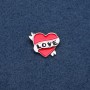 Brooch "Heart" red enamel, gold-tone metal